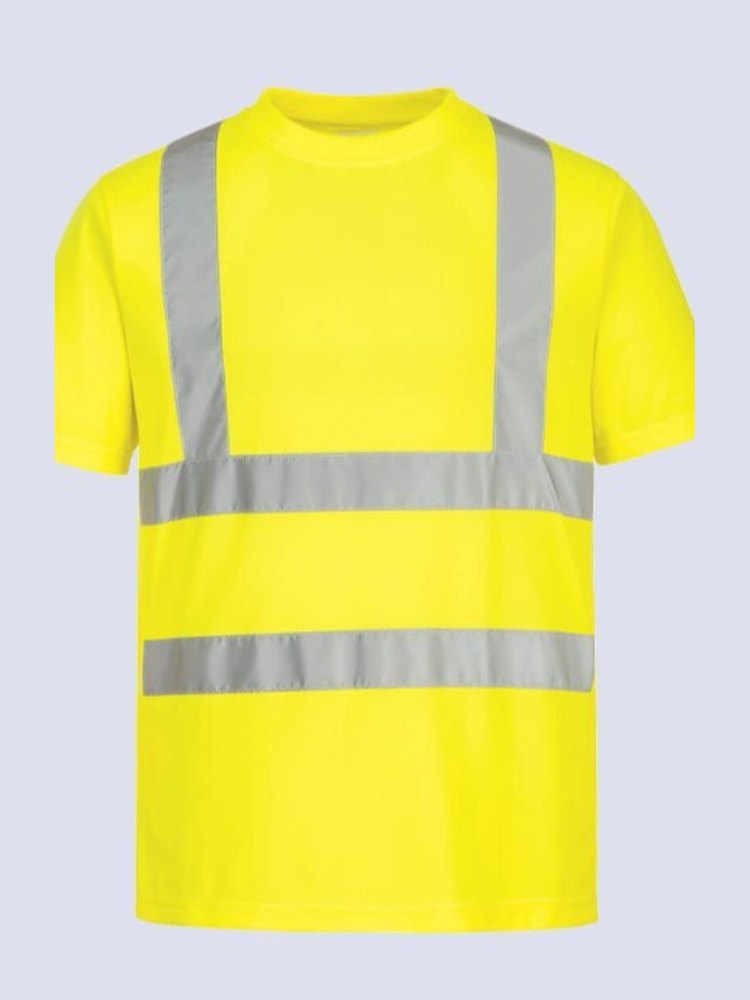 Warnschutz-Shirt in Gelb mit Reflexstreifen.