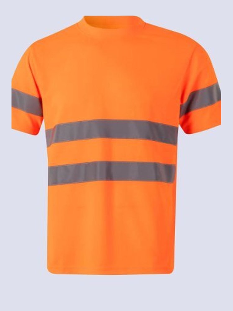Warnschutz-Shirt in Orange mit Reflexstreifen.